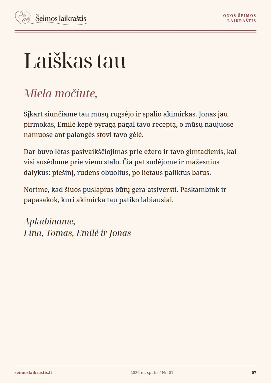 Asmeninis laiškas močiutei